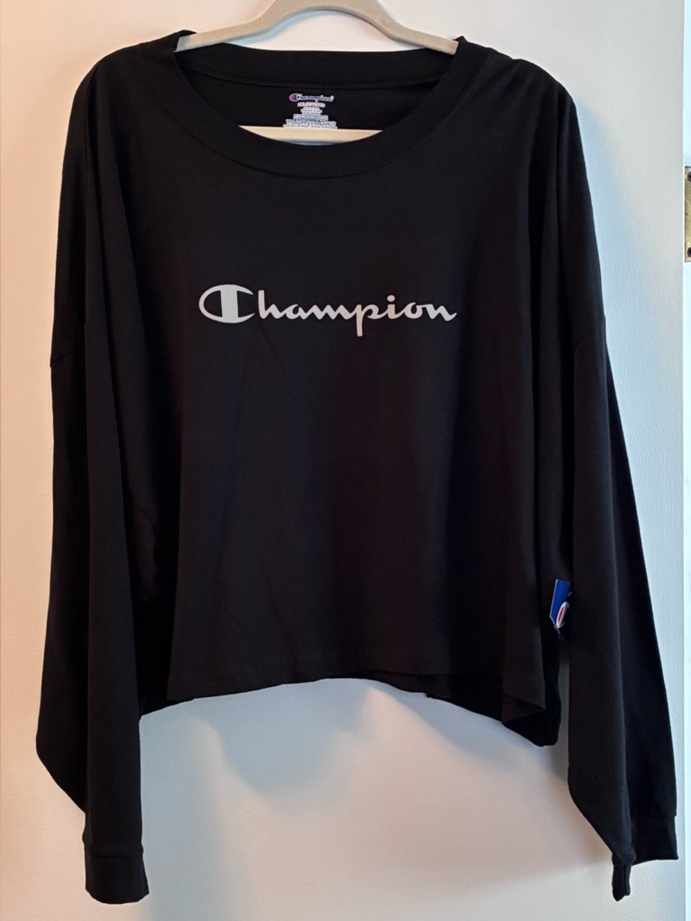 Champion Black Long Sleeve Logo Tee 2x